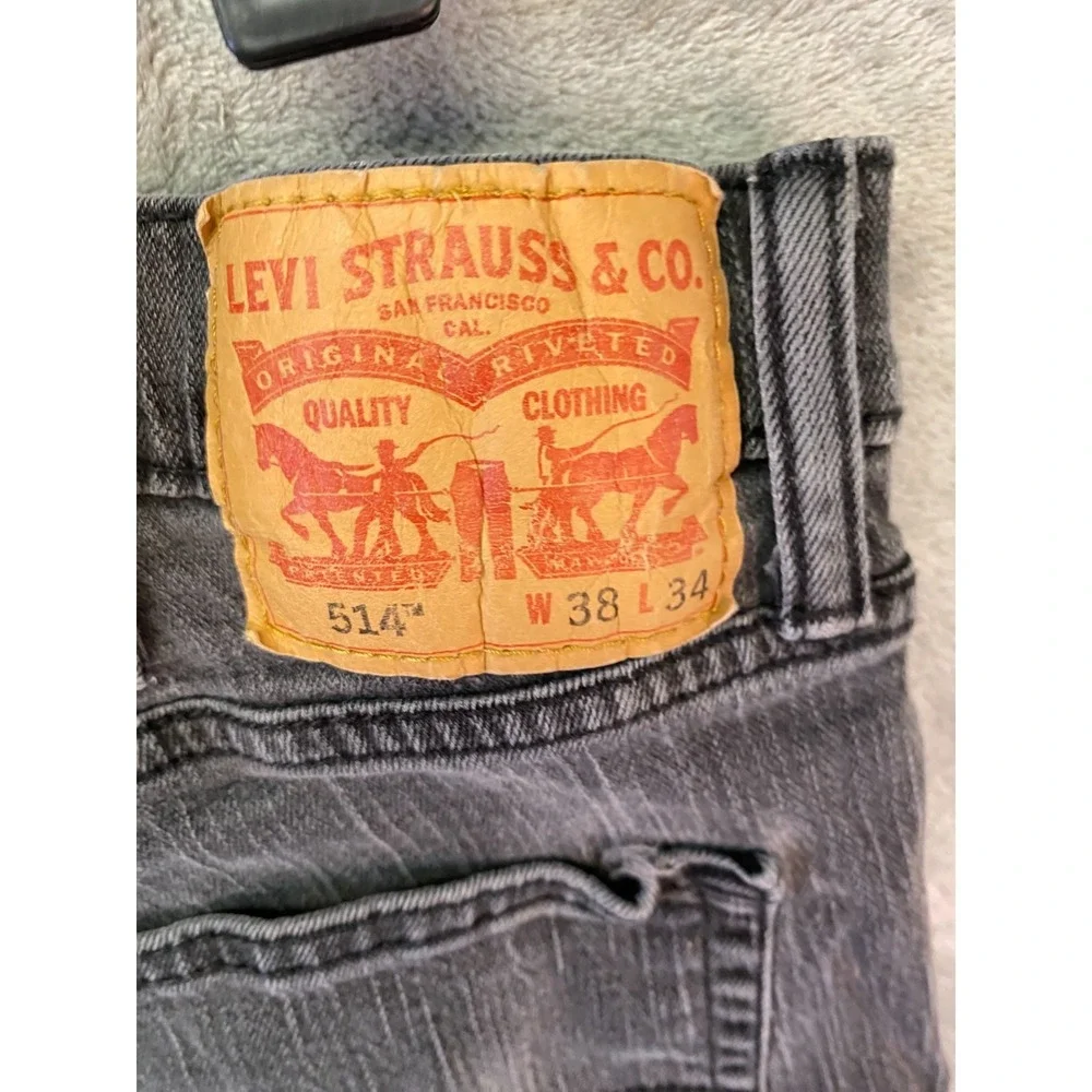 Levis 514 Straight Fit Jeans Mens 38x34 Gray Denim Pants Measured 38x30